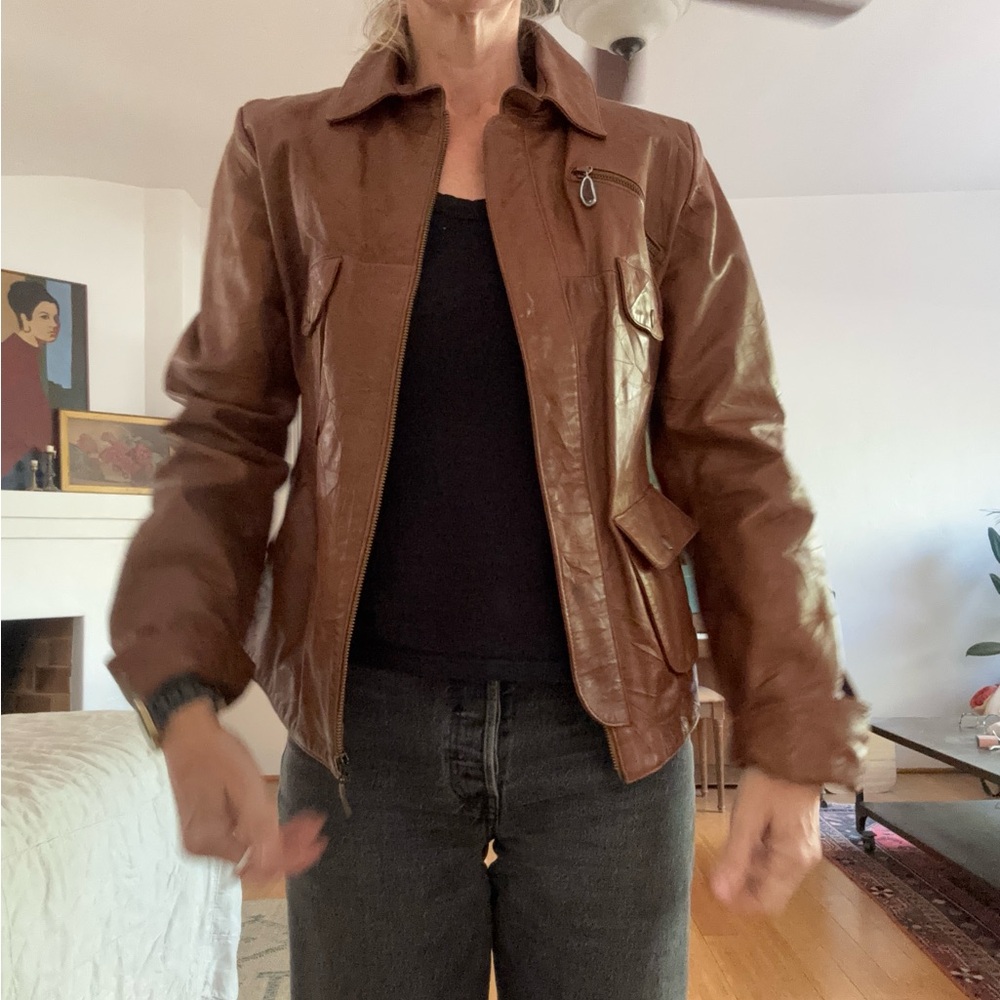 Women's Vintage  Brown Leather Jacket